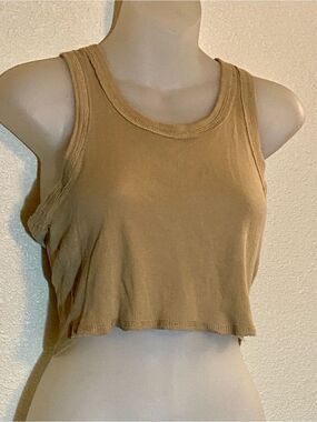 One Step Ahead Cropped Tank Top in Khaki